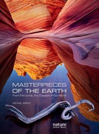 The Wave: sandstone rock formation in Arizona, on cover of 'Masterpieces of the Earth, From Fire to Ice, the Creation of Our World', by White Star.