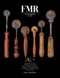 Book cover of FMR No. 7: Autumn Equinox 2023, with a row of stitching wheel tools with wooden handles. Published by Franco Maria Ricci editore.