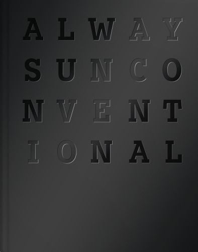 Black and grey cover with capitalised font on 'Always Unconventional', by Delius Klasing Verlag GmbH.