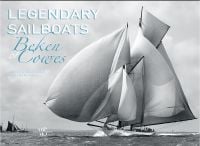 Large yacht with billowing sails, on the sea, on landscape cover of 'Legendary Sailboats', by White Star.