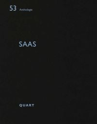 Pale blue capitalised font on black cover of 'SAAS', by Quart Publishers.