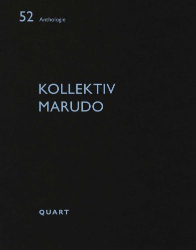 Pale blue capitalised font on black cover of 'Kollektiv Marudo', by Quart Publishers.