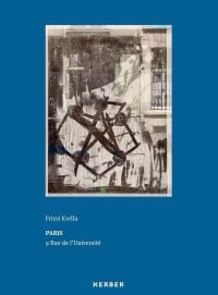 Blue book cover of Frizzi Krella, Paris - 9 Rue de l’Université', featuring a building with windows overlaid with black abstract star shape. Published by Kerber.