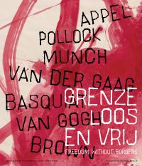 Book cover of Freedom without borders, with raspberry coloured paint daubed on surface. Published by Waanders Publishers.