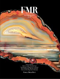 Book cover of FMR No. 8: Winter Solstice 2023, with a slice of colorful mineral stone. Published by Franco Maria Ricci editore.