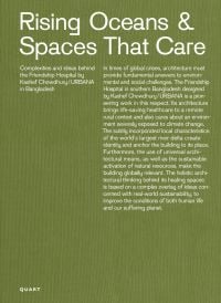 Gold book cover of 'Rising Oceans & Spaces That Care, Complexities and ideas behind the Friendship Hospital by Kashef Chowdhury / URBANA in Bangladesh. Published by Quart Publishers.