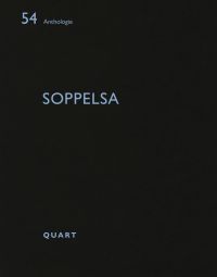 Black book cover of 'soppelsa Architekten', with pale blue font. Published by Quart Publishers.