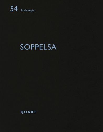 Black book cover of 'soppelsa Architekten', with pale blue font. Published by Quart Publishers.