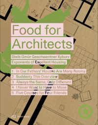 Book cover of Food for Architects featuring an aerial floor plan of apartment rooms. Published by Park Books.