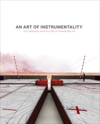 Map, and view out to sandy landscape, on cover of Richard Weller's An Art of Instrumentality, by ORO Editions.