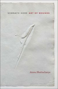 Book cover of Somnath Hore: Art of Wounds, with a slice to paper. Published by Mapin Publishing.