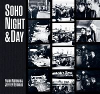 Black and white photos of London's nightlife, including inside a casino, on cover of 'Soho Night & Day', by ACC Art Books.