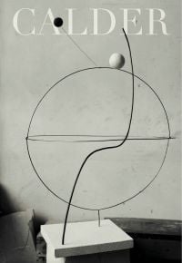 Book cover of Calder: Sculpting Time, with a metal rod sphere-shaped sculpture on white plinth. Published by Silvana.