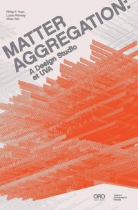 Grey cover with bright orange filtered photo of architecture structure and Matter Aggregation in dark grey slanted font above