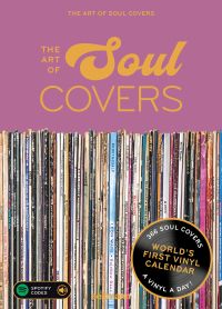 Calendar cover of The Art of Soul Covers, with a shelf of vinyl records. Published by Seltmann Publishers.