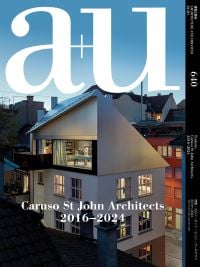 Book cover of a+u 24:01, 640: Feature: Caruso St John Architects 2016–2024, with a residential building. Published by Shinkenchiku-Sha Co., Ltd.