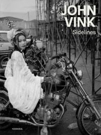 Book cover of Sidelines: John Vink, featuring a black dog and workers picking plants from water. Published by Hannibal Books.