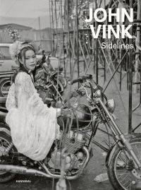 Book cover of Sidelines: John Vink, featuring a black dog and workers picking plants from water. Published by Hannibal Books.
