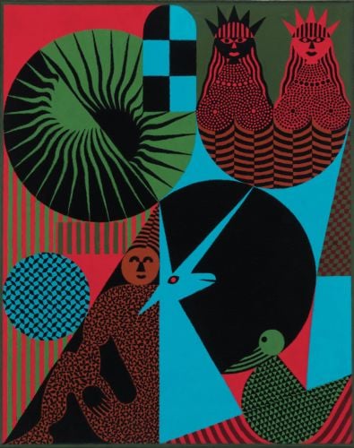 Book cover of Claire Vasarely: a life in colour: featuring a colourful graphic artwork. Published by Silvana.