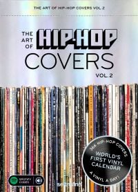 Calendar cover of The Art of Hip Hop Covers Vol. 2, with a shelf of vinyl records. Published by Seltmann Publishers.