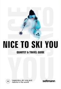 Box cover of Nice To Ski You: Quartet & Travel Guide, featuring a skier moving down the slopes at speed. Published by Seltmann Publishers.