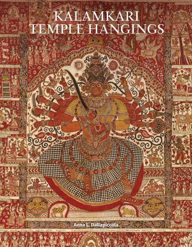 Book cover of Kalamkari Temple Hangings, with a Kalamkari temple cloth hand-painted with a depiction of the goddess Gangamma (Ganga duppati). Published by Mapin Publishing.
