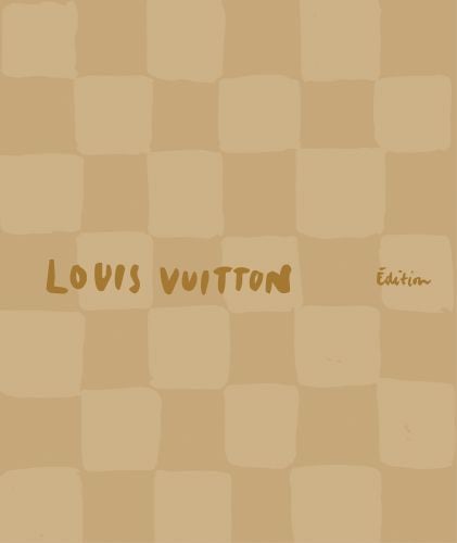 Book cover of Louis Vuitton Édition; with a beige and brown checkboard pattern. Published by Helmin Publishing.