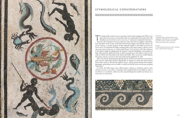 Book cover of Umberto Pappalardo's Greek and Roman Mosaics, with a mosaic artwork of head and torso of male. Published by Abbeville Press.