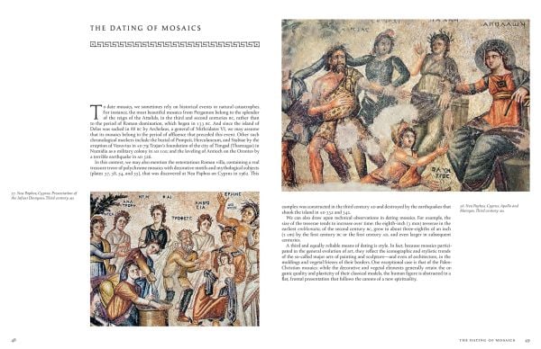 Book cover of Umberto Pappalardo's Greek and Roman Mosaics, with a mosaic artwork of head and torso of male. Published by Abbeville Press.