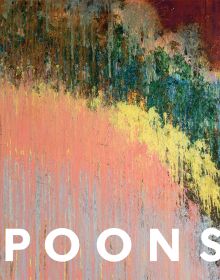 Book cover of Larry Poons, with an abstract oil painting 'Bordertown' 1972. Published by Abbeville Press.