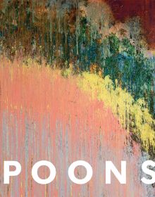 Abstract oil painting 'Bordertown' 1972, on cover of 'Larry Poons' monograph by Abbeville Press.