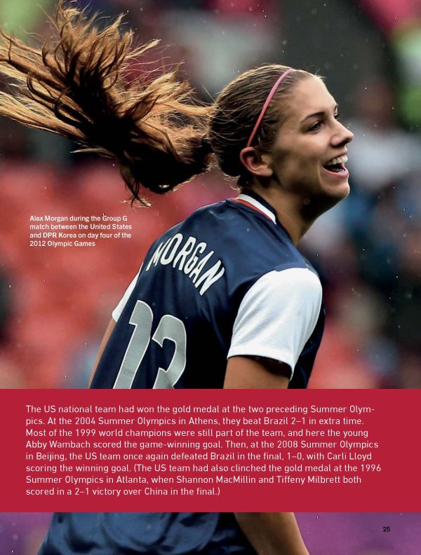 Book cover of Alex Morgan, featuring the American footballer in red kit, celebrating scoring a goal. Published by Abbeville Press.