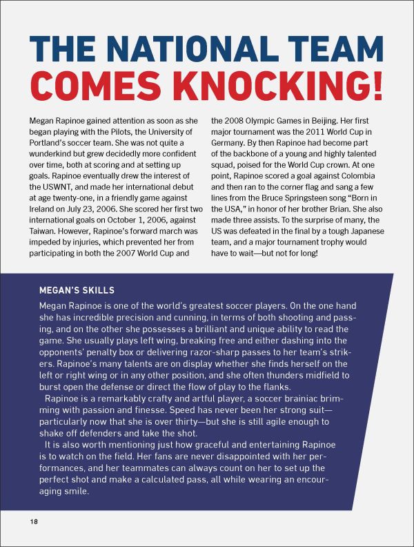 Book cover of Megan Rapinoe, featuring the footballer in action on the pitch for the U.S national soccer team. Published by Abbeville Press.