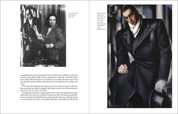 Book cover of Passion by Design: The Art and Times of Tamara de Lempicka, featuring a painting titled 'Self-Portrait in the Green Bugatti'. Published by Abbeville Press.