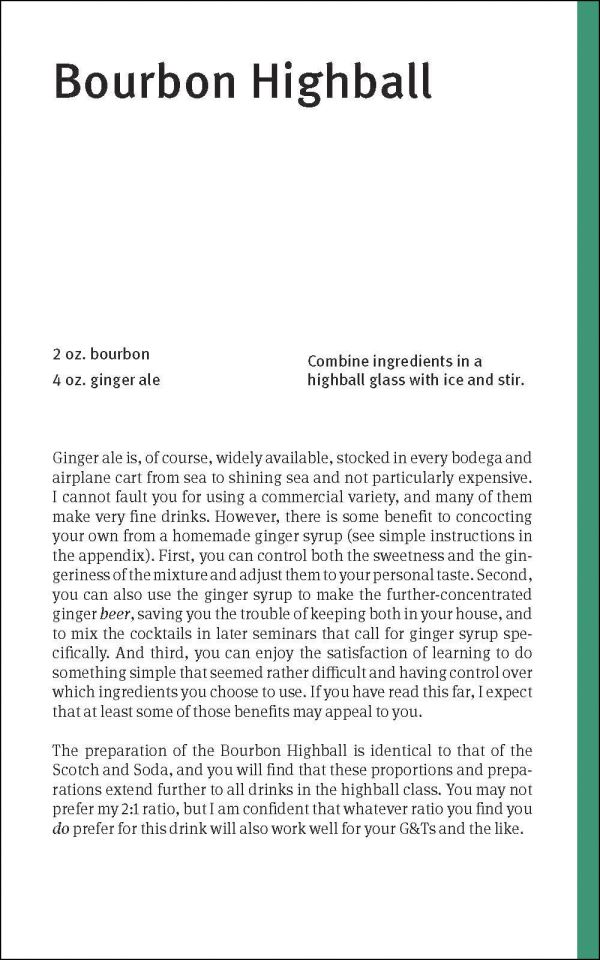 Book cover of The Cocktail Seminars, with cocktail stirrer. Published by Abbeville Press.