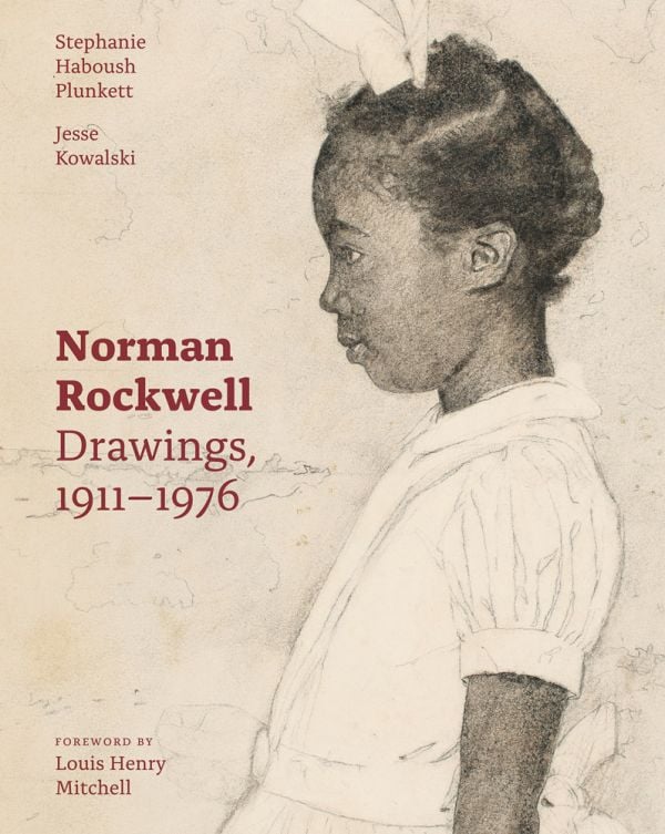 Book cover of Norman Rockwell: Drawings 1911-1976, with a sketch of young child in dress, and bow in hair. Published Abbeville Press.
