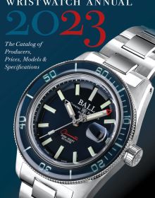 Book cover of Wristwatch Annual 2023, with a Ball Watch Company Engineer M Skindiver III Beyond Limited Edition, with domed sapphire bezel. Published by Abbeville Press.