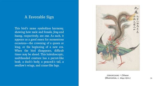 Book cover of Mythical Creatures, with a fire-breathing dragon with large wings, perched on rock. Published by Abbeville Press.