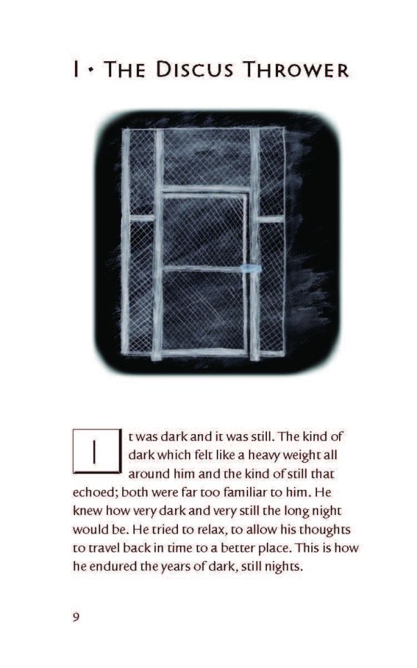 Book cover of The Discus Thrower Meets Peter Pan: A Story of the New York City Parks, with a figure holding up a discus in front of New York city. Published by Abbeville Press.