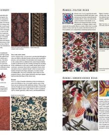 Book cover of Handmade in India: A Geographic Encyclopedia of Indian Handicrafts, with a ceramic elephant, and floral print. Published by Abbeville Press.