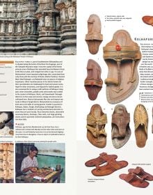 Book cover of Handmade in India: A Geographic Encyclopedia of Indian Handicrafts, with a ceramic elephant, and floral print. Published by Abbeville Press.