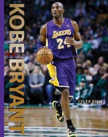 Book cover of Kobe Bryant, featuring the American basketball shooting guard in action on the court for the LA Lakers. Published by Abbeville Press.