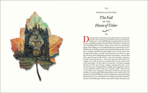 Book cover of October Shadows: Classic Ghost Stories for Halloween, featuring an autumn leaf. Published by Abbeville Press.