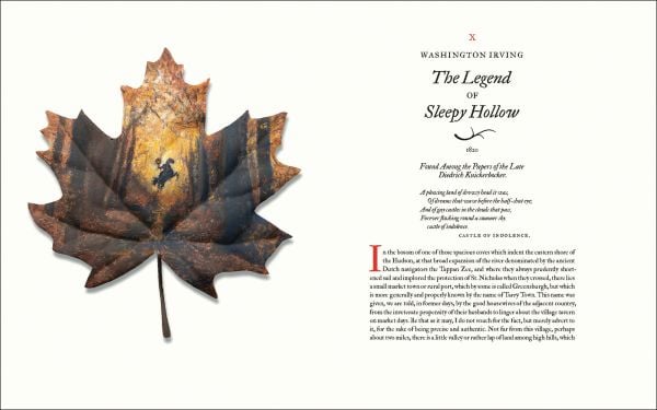 Book cover of October Shadows: Classic Ghost Stories for Halloween, featuring an autumn leaf. Published by Abbeville Press.