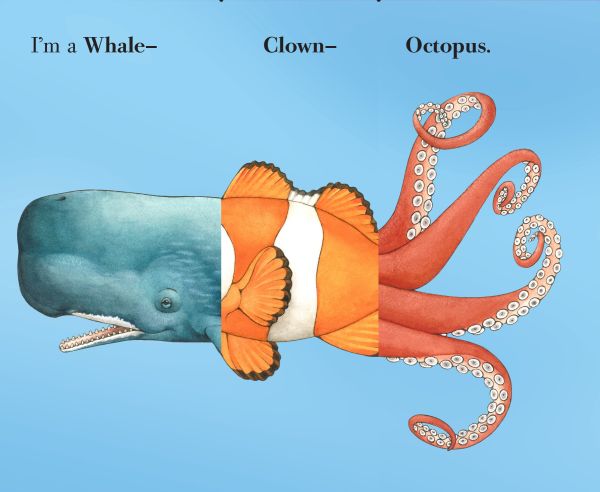 Book cover of Flip-a-Fin: Make Your Own Wacky Sea Creature!; featuring the head of a shark and the tail of a seahorse. Published by Abbeville Press.