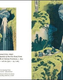 Box of Japanese Prints, Detailed Notecards with print of pale pink peonies and a yellow canary, by Hokusai, Japanese Prints. Published by Abbeville Press.