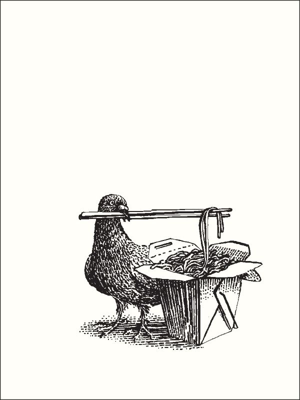 Notecard box of New York Nibbles: An Abbeville Press Mini Notecard Set; with a pigeon with chop sticks in its beck. Published by Abbeville Press.