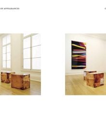 Book cover of Walead Beshty's Addenda to a Sequence of Appearances: Walead Beshty Studios Inc. at Dane Chantala Associates Ltd., 2009–2022, with long canvases on floor of exhibition space. Published by Hurtwood Press Ltd.