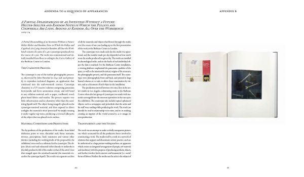 Book cover of Walead Beshty's Addenda to a Sequence of Appearances: Walead Beshty Studios Inc. at Dane Chantala Associates Ltd., 2009–2022, with long canvases on floor of exhibition space. Published by Hurtwood Press Ltd.