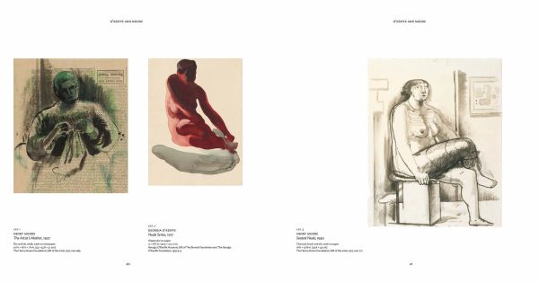 Book cover of O'Keeffe & Moore, with a pale sculpture titled 'Reclining Figure: Bone',. Published by Marquand Books.